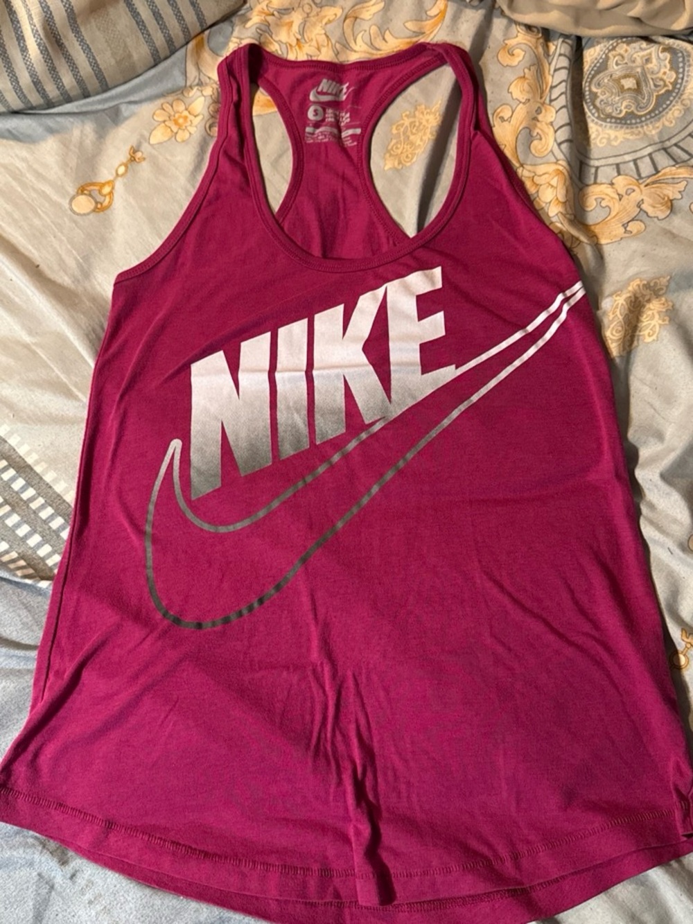 Nike Women's Magenta Racerback Tank with Silver Logo